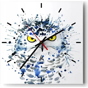 Hodiny Velké nástěnné hodiny na zeď 40x40 Pták Skleněné hodiny Čtvercové Tiché