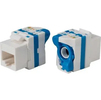 Počítač XtendLan Keystone jack RJ45, CAT6, UTP uzavíratelný se zámkem, instalace bez nástrojů, bílý s barevným pruhem