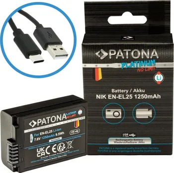 PATONA baterie pro foto Nikon EN-EL25 1250mAh Li-Ion Platinum USB-C nabíjení PT1398
