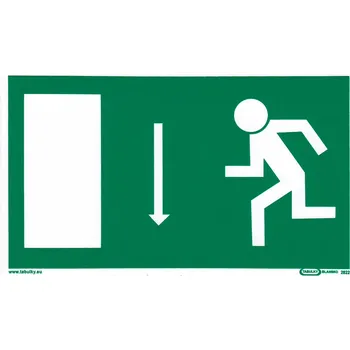 Značení Únikový východ - šipka dolů (samolepka 210x123 mm)