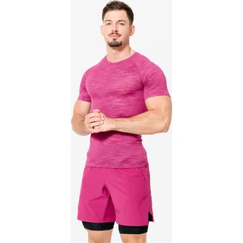 DOMYOS Pánské kompresní tričko s krátkým rukávem S BEZBARVÁ|FIALOVÁ|RŮŽOVÁ