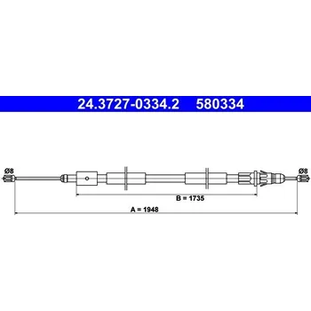 Lanko parkovací brzdy Tažné lanko, parkovací brzda ATE 24.3727-0334.2