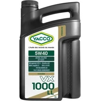 Autodíl Motorový olej YACCO VX 1000 LL 5W-40, 5L