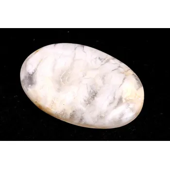 Přírodní kámen Kabošon White Feather Agate č.3489 (41x28x5mm)