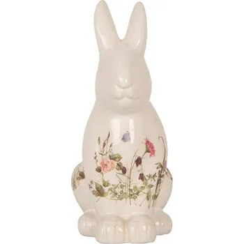 Bytová dekorace Keramická dekorace králík s lučními květy Flowers of Love L - 16*12*28 cm