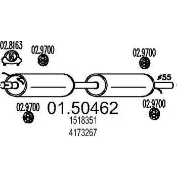 Tlumič výfuku Střední tlumič výfuku MTS 01.50462