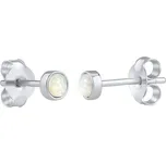 Silvego Stříbrné náušnice pecky s bílým syntetickým opálem LPS0933W + 2 měsíce na vrácení zboží