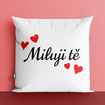 Dekorativní polštářek Polštář Miluji tě se srdíčky bílý