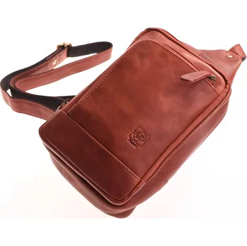 Pánská aktovka Kožená ručně šitá Pánská taška KUBÁT crossbody | koňaková | Ham 545742OIL Barva: koňaková