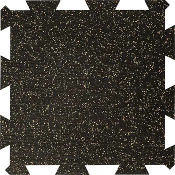 Rohožka Černo-žlutá gumová podlahová deska (puzzle - střed) FLOMA FitFlo SF1050 - délka 50 cm, šířka 50 cm, výška 1 cm