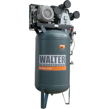 Kompresor WALTER Litinový pístový kompresor VWK900-7-5/500P příkon 5,5 kW, sací výkon 880 l/min, tlak 10 bar, vzdušník 270 l, napětí 400/50 V/Hz