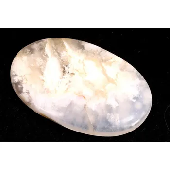 Přírodní kámen Kabošon White Feather Agate č.3496 (47x31x5mm)