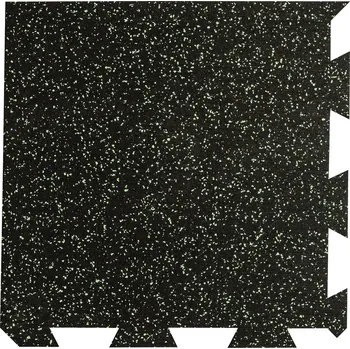 Rohožka Černo-zelená gumová podlahová deska (puzzle - roh) FLOMA FitFlo SF1050 - délka 50 cm, šířka 50 cm, výška 1 cm