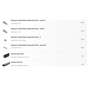 Hahn Steel Sada pro nastavitelné upevnění skla, pro sklo 16,76mm FLEX2 V délce (m): 2,5 m