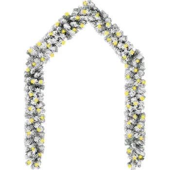 Bytová dekorace vidaXL Vánoční girlanda s LED zasněžená zelená 5 m PVC