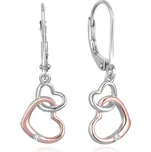 Beneto Romantické stříbrné bicolor náušnice se srdíčky AGUC2608 + 2 měsíce na vrácení zboží