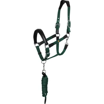 EQUESTRO Set ohlávky a vodítka Lani New Equestro, black/hunter green COB