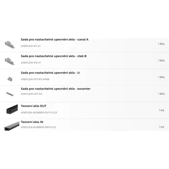 Zábradlí Hahn Steel Sada pro nastavitelné upevnění skla, pro sklo 16,76mm FLEX1 V délce (m): 2,5 m