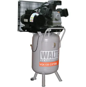Kompresor WALTER Litinový pístový kompresor VWK550-4-0/90P příkon 3 kW, sací výkon 550 l/min, tlak 10 bar, vzdušník 90 l, napětí 400/50 V/Hz