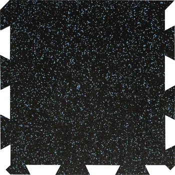 Rohožka Černo-modrá gumová podlahová deska (puzzle - okraj) FLOMA FitFlo SF1050 - délka 50 cm, šířka 50 cm, výška 1 cm
