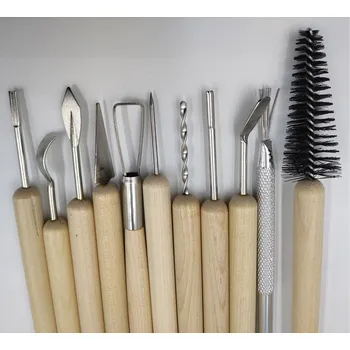 Sada 11 kusů uměleckých nástrojů pro jemné tvarování modelovací hmoty (Nářadí na modelování pro keramiku i hrnčířství)