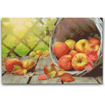 Diamantové malování Diamantové malování - Jablíčka v košíku Velikost: 40x60cm, Rámování: Pouze srolované plátno, Diamanty: Kulaté