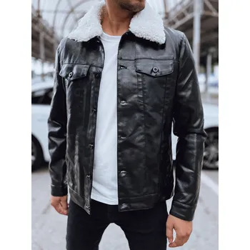 Pánská kožená bunda DSTREET ČERNÁ M