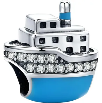 Přívěsek 4U Stříbrný přívěsek korálek modrý parník