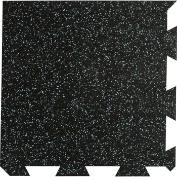 Rohožka Černo-modrá gumová podlahová deska (puzzle - roh) FLOMA FitFlo SF1050 - délka 50 cm, šířka 50 cm, výška 1,6 cm