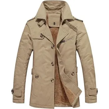 Pánský zimní kabát Pánský kabát military s kožíškem uvnitř Barva: Khaki, Velikost: 3XL