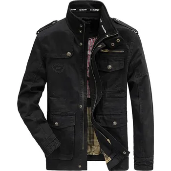 Pánský zimní kabát Pánský taktický trenč kabát s kapsami Barva: Černá, Velikost: 7XL