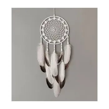 Lapač snů Lapač zlých snů bílý 18 x 55 cm (S kachním a husím peřím )