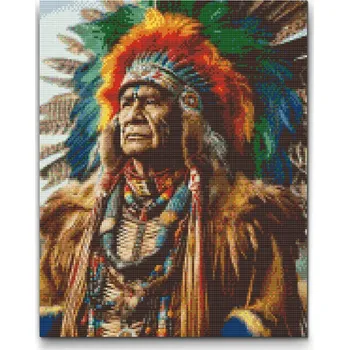Diamantové malování Diamantové malování - Starý Indián Velikost: 30x40cm, Rámování: Pouze srolované plátno, Diamanty: Kulaté