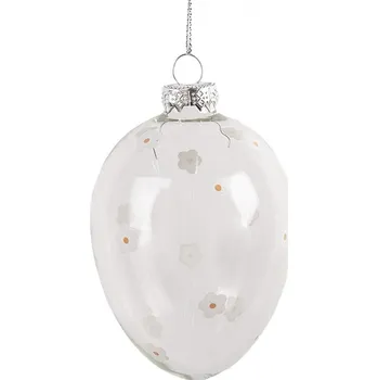 Vánoční ozdoba Závěsné skleněné vajíčko s malovanými květy Egg Bloom - Ø 7*10 cm