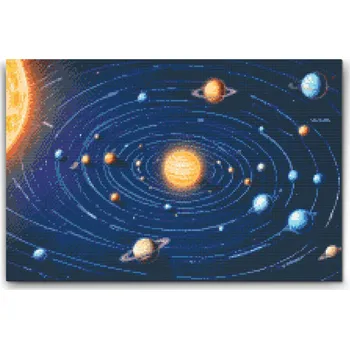 Diamantové malování Diamantové malování - Rozložení planet Velikost: 40x60cm, Rámování: Pouze srolované plátno, Diamanty: Čtvercové
