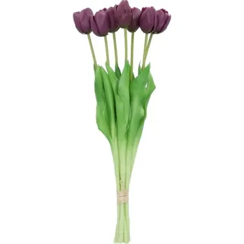 umělá květina Kytice 7ks fialových realistických tulipánů Tulips - 43cm