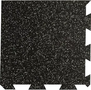 Rohožka Černo-šedá gumová podlahová deska (puzzle - roh) FLOMA FitFlo SF1050 - délka 50 cm, šířka 50 cm, výška 1 cm