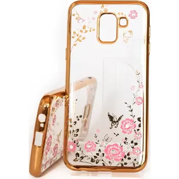 Pouzdro na mobilní telefon Pouzdro Diamonds TPU Samsung J6 2018 J600 Květiny Zlaté