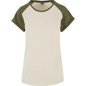 Dámské tričko Dámské triko URBAN CLASSICS TB1913 WHITE SAND/OLIVE XXL