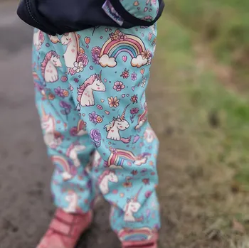 Chlapecké kalhoty Yháček Softshellové kalhoty Yháček, jarní, Jednorožci na mintu Velikost: 86