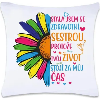 Dekorativní polštářek DOBRÝ TRIKO Polštář s potiskem 40 x 40 cm Zdravotní sestra Oboustranný tisk: NE