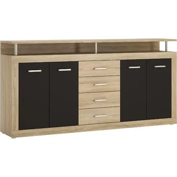 Ložnicová sestava Komoda HYCOON 4D4S, Dub Sonoma/Černá