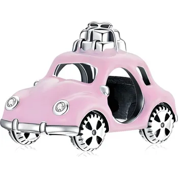 Přívěsek 4U Stříbrný přívěsek korálek růžové autíčko