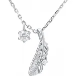 Silvego Decentní náhrdelník pírko s krystaly Swarovski MW11173S + 2 měsíce na vrácení zboží