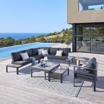 Zahradní sestava DEOKORK Hliníková sestava NEW YORK pro 6 osob (antracit)