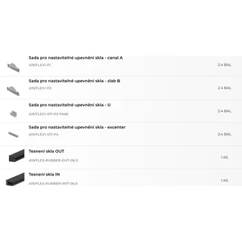 Zábradlí Hahn Steel Sada pro nastavitelné upevnění skla, pro sklo 16,76mm FLEX V délce (m): 6 m