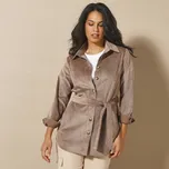 Blancheporte Velurová košile s odnímatelným páskem hnědošedá 46