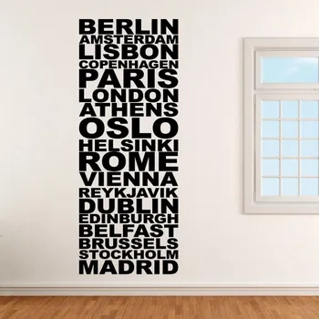 Samolepící dekorace Města v pruhu - vinylová samolepka Wrapino na zeď - 150x58cm