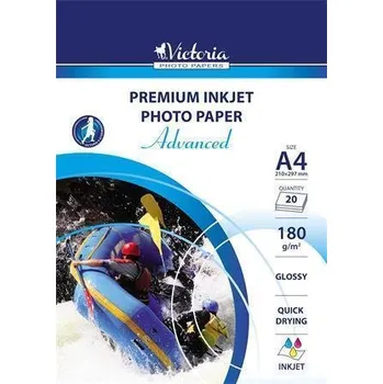 Fotopapír Fotografický papír "Advanced", do inkoustové tiskárny, lesklý, A4, 180 g, 20 ks / balení, VICTORIA