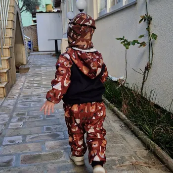 Chlapecké kalhoty Yháček Softshellové kalhoty Yháček, jarní, Lišky a medvědi na kaštanové Velikost: 80